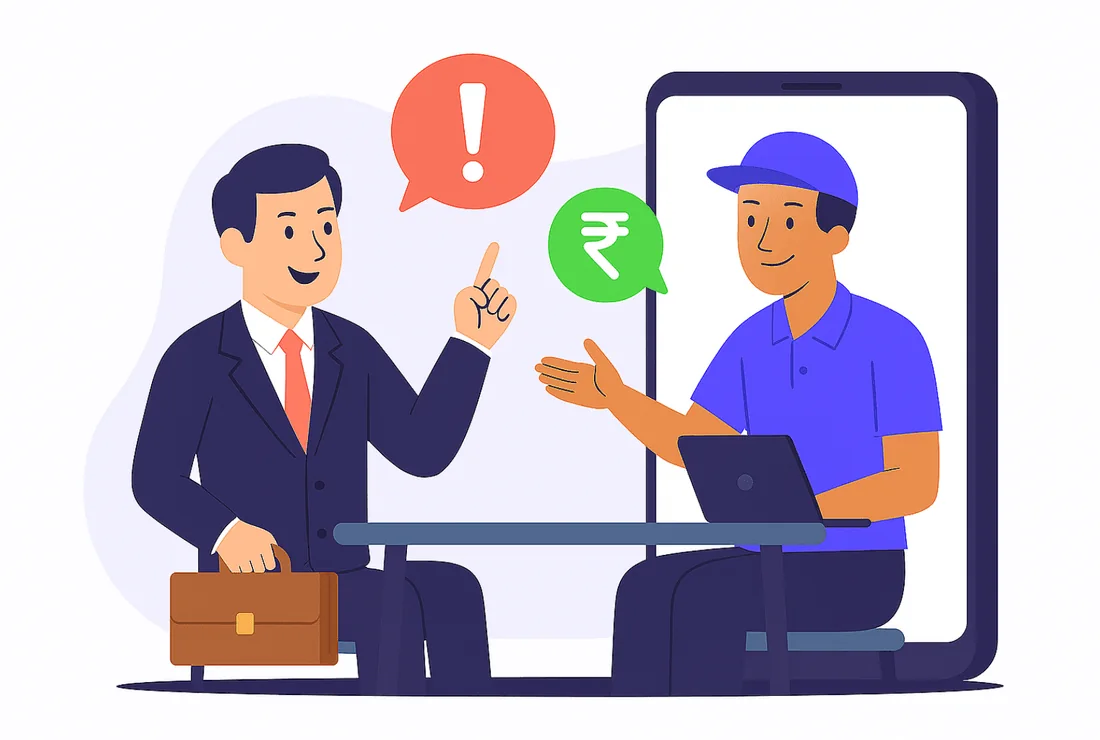 Illustration of a rate negotiation between Vamaship and courier partners backed by pooled seller volume